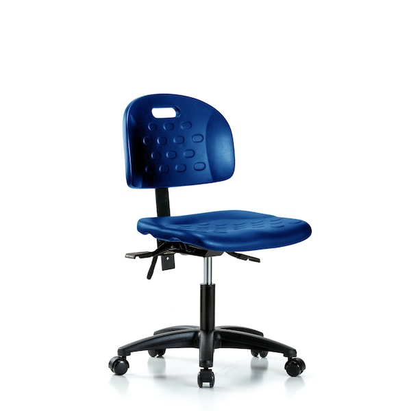 Poly Chair, Desk, Casters, Blue