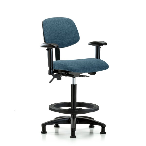 Chair, Fabric, Hi Bench, AA BF Glides, Blu, 6-Way Adjustable, 26" to 35-1/2" Height, Blue