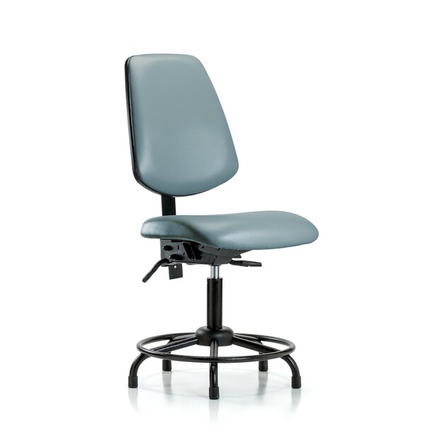 Vinyl Chair, Desk, Round Tube Base, Med Back, Tilt, Glides, Storm