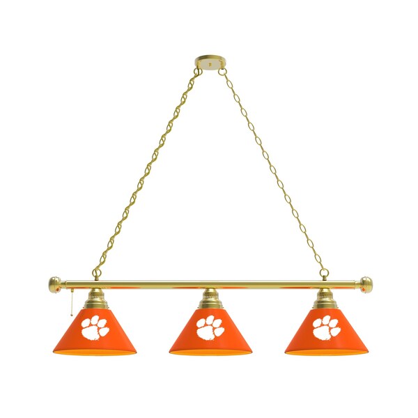 Clemson 3 Shade Billiard Light, Brass Fixture