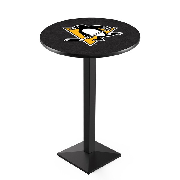 42" Blk Wrinkle Pittsburgh Penguins Pub Table, 36" dia. Top
