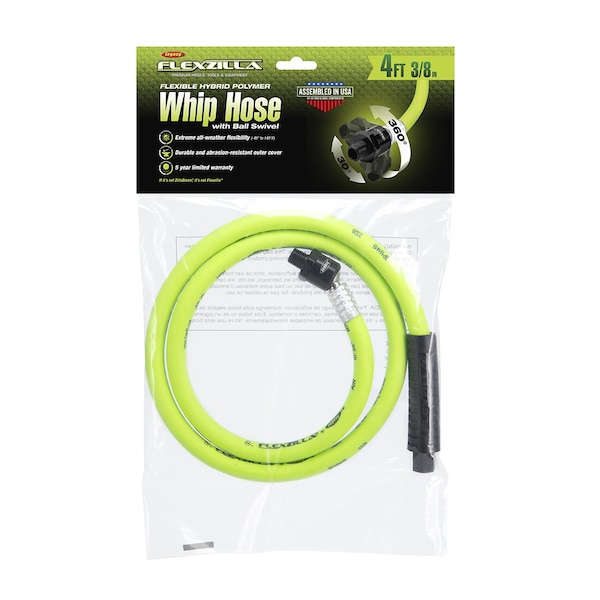 Whip Hose with Ball Swivel, 3/8" x 4