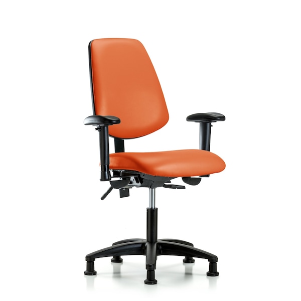 Desk Chair Adjustable Arms, 18" to 23" Height, Vinyl, Orange Kist
