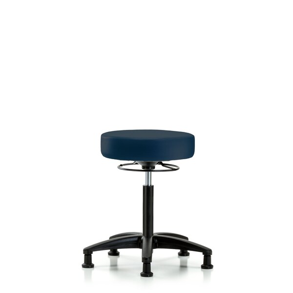 Bench Stool, Med, Vinyl, Glides, Nav