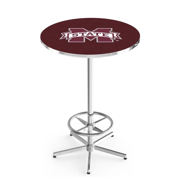 42" Chrome Mississippi State Pub Table, 36" dia. Top