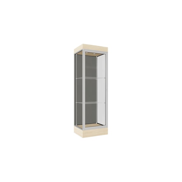 Lighted Floor Display Case 24x76x20, 6" Base, Satin