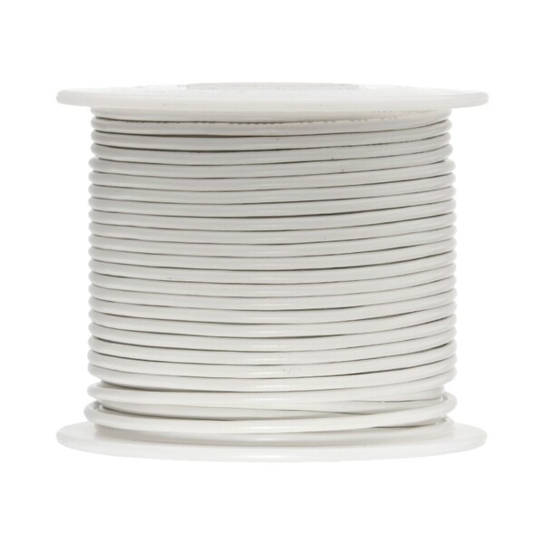 22 AWG Gauge UL1061 Stranded Hook Up Wire, 300V, 0051 Diameter, White, 100 ft Length