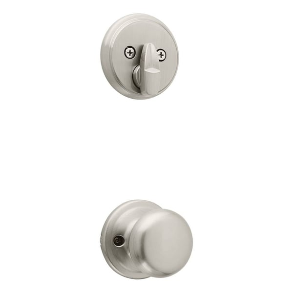 Single Cylinder Interior Hancock Knob Trim Satin Nickel Finish