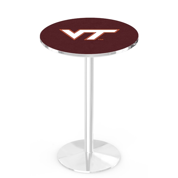 42" Chrome Virginia Tech Pub Table, 36" dia. Top