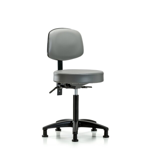 Vinyl Stool, Back, Med Bench, Tilt, Glides, Sterling