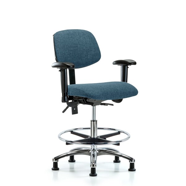 Chair, Fab, Med Bench, Chr AA CF Glides, Blu, 6-Way Adjustable, 22" to 29" Height, Blue
