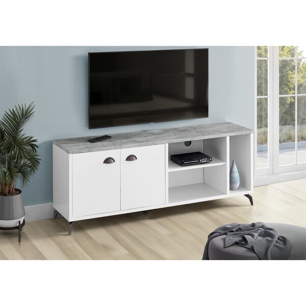 Tv Stand, 60 Inch, Console, Storage Cabinet, Living Room, Bedroom, Laminate, Grey