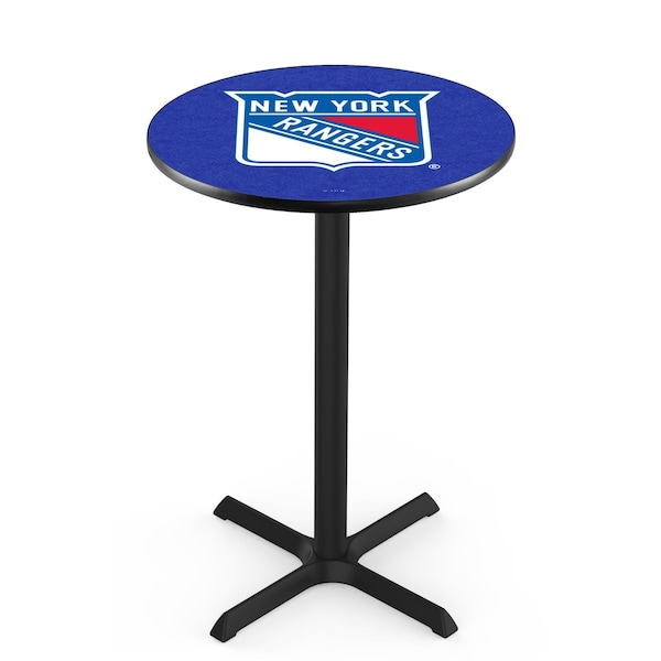 42" Blk Wrinkle New York Rangers Pub Table, 36" dia. Top