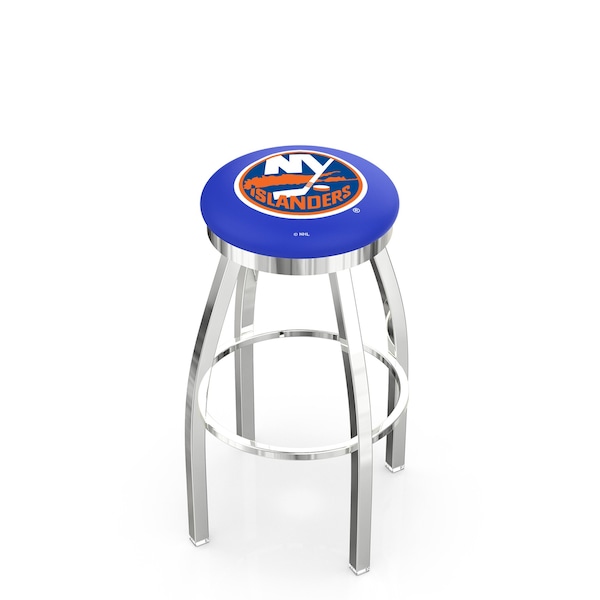 25" Chrome New York Islanders Swivel Bar Stool, Accent Ring
