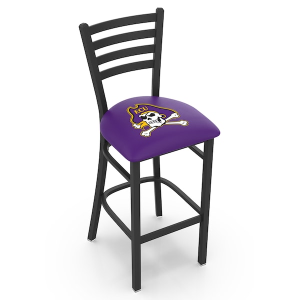 25" Blk Wrinkle East Carolina Stationary Counter Stool, Ladder Back