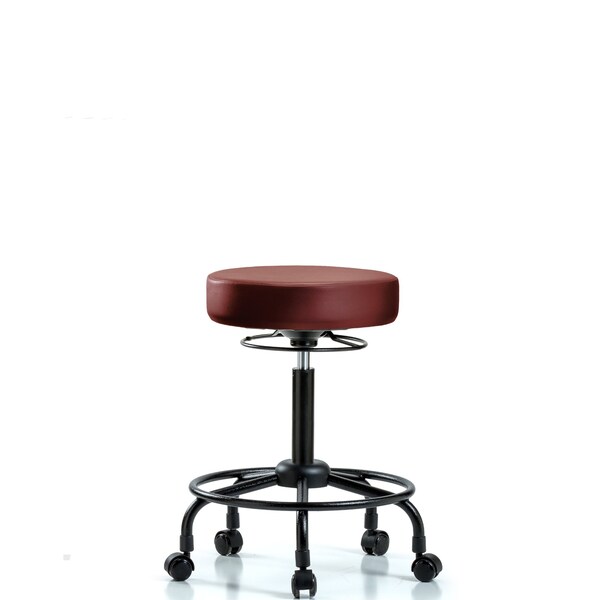 Vinyl Stool, Med Bench, Round Tube Base, Casters, Taupe