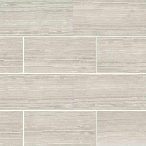 Eramosa Silver 12 In. X 24 In. Glazed Porcelain Floor And Wall Tile, 6PK
