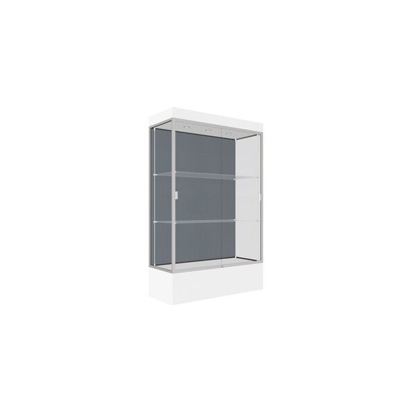 Lighted Floor Display Case 48x76x20, 12" Base, Satin