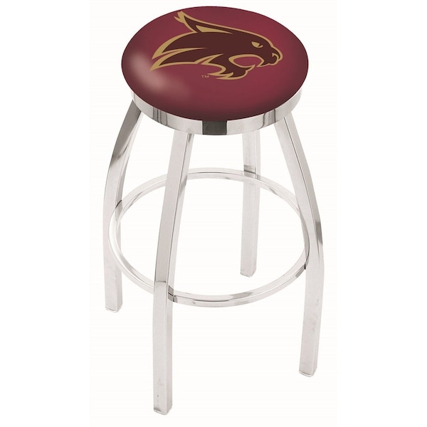 25" Chrome Texas State Swivel Bar Stool, Accent Ring