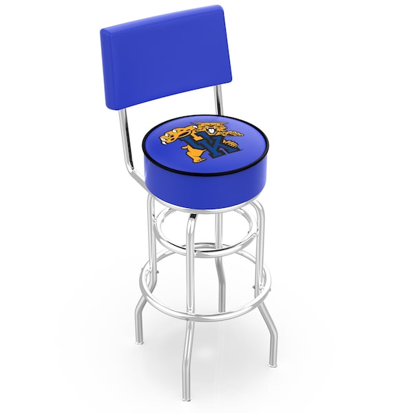 25" Chrome 2-Ring Kentucky "Wildcat" Swivel Bar Stool, Back