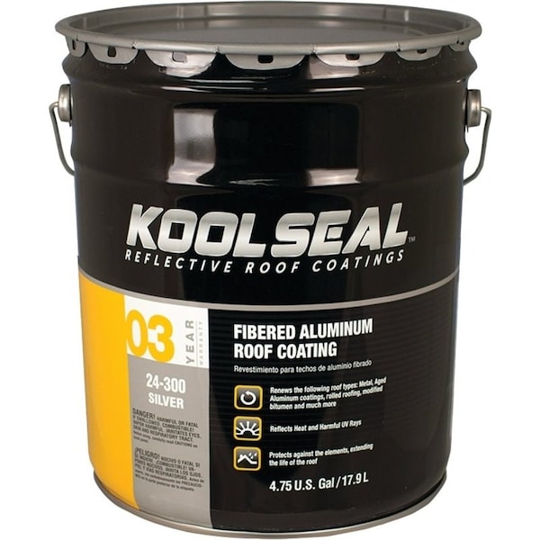KOOL SEAL KS0024300-20 Aluminum Roof Coating, Liquid, Silver, 1 gal Pail