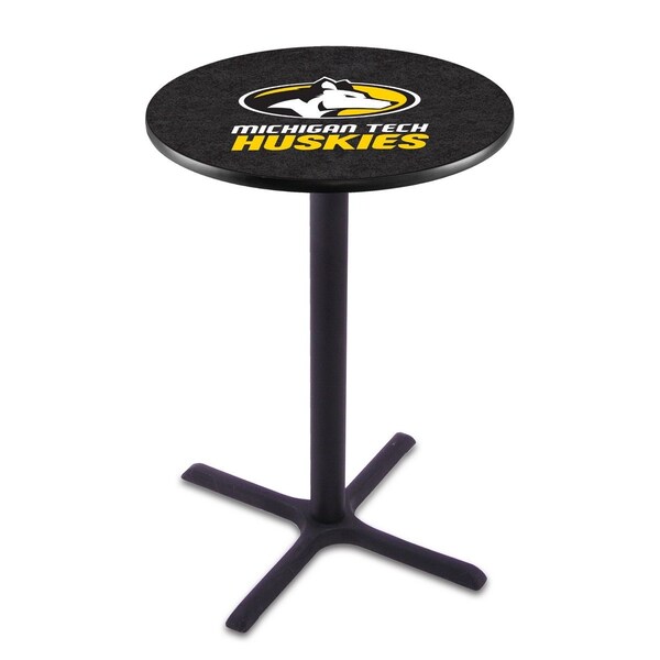 42" Blk Wrinkle Michigan Tech Pub Table, 36" dia. Top