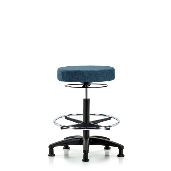 Bench Stool, Hi, Fabric, CF, Glides, Blu
