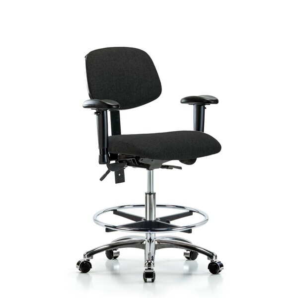 Chair, Fab, Med Bench, Chr AA CF Cast, Blk, 6-Way Adjustable, 22" to 29" Height, Black