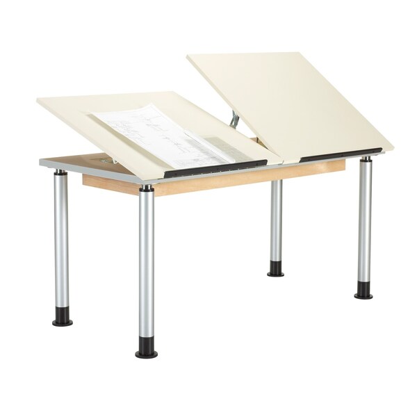 Drawing Table, Adaptable, Double Station, metal, Wood Surface, 60" W