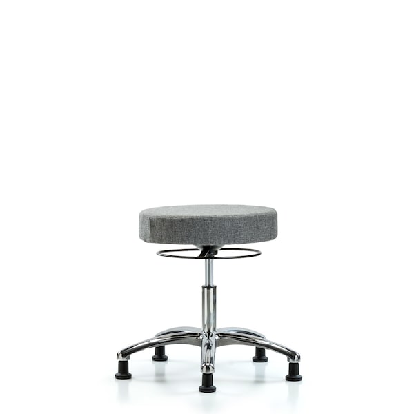 Desk Stool, Chrome, Fabric, Glides, Gry