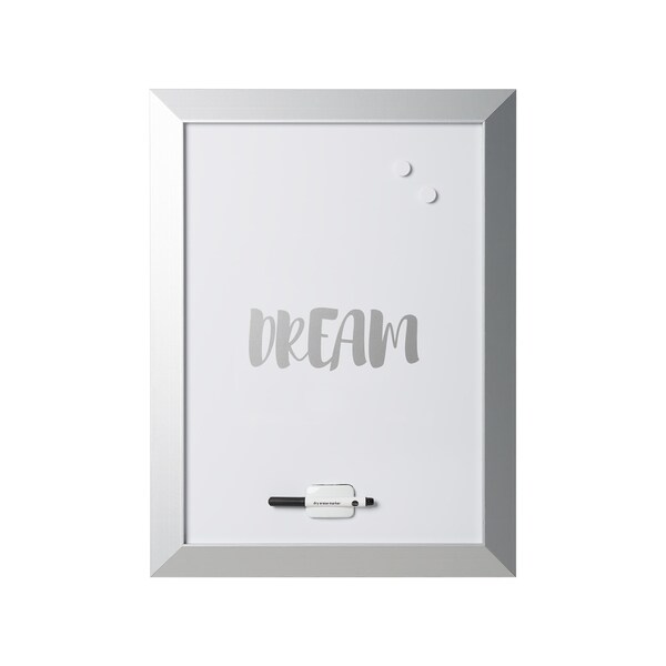 Magnetic Dry-Erase, "Dream" Quote, Silver Metallic Frame, 18" X 24"