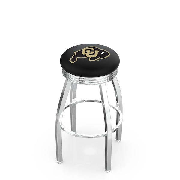 25" Chrome Colorado Swivel Bar Stool, Accent Ring