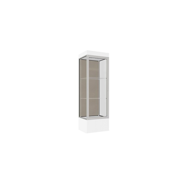 Lighted Floor Display Case 24x76x20, 12" Base, Satin