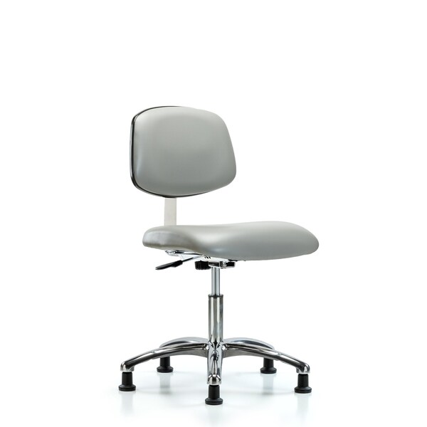 Clean Room Chair Desk Chair, Vin, Chrm, Glides, Dov, CLass 10, 18" to 23" Height, Vinyl, Dove