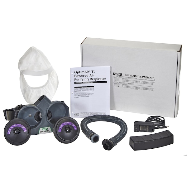 Powered Air Purifying Respirator, OptimAir TL Kit, Low Profile Hood, HE Filters, Extended Battery