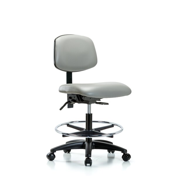 Chair, Vinyl, Med Bench, CF Casters, Dov, No Arms, 22" to 29" Height, Dove