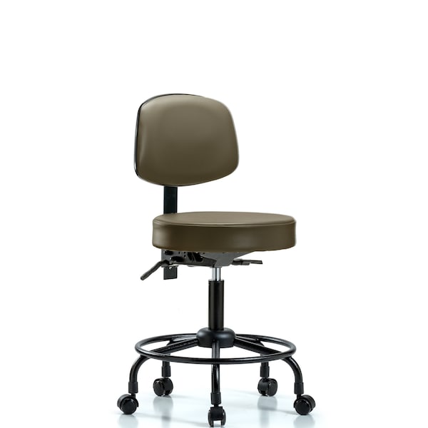 Vinyl Stool, Back, Desk, Round Tube Base, Tilt, Casters, Royal