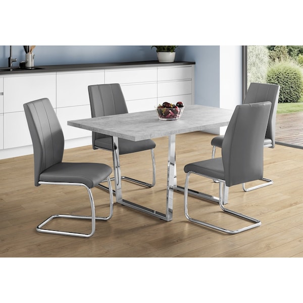 Dining Table - 36"X 60" / Grey Cement / Chrome Metal