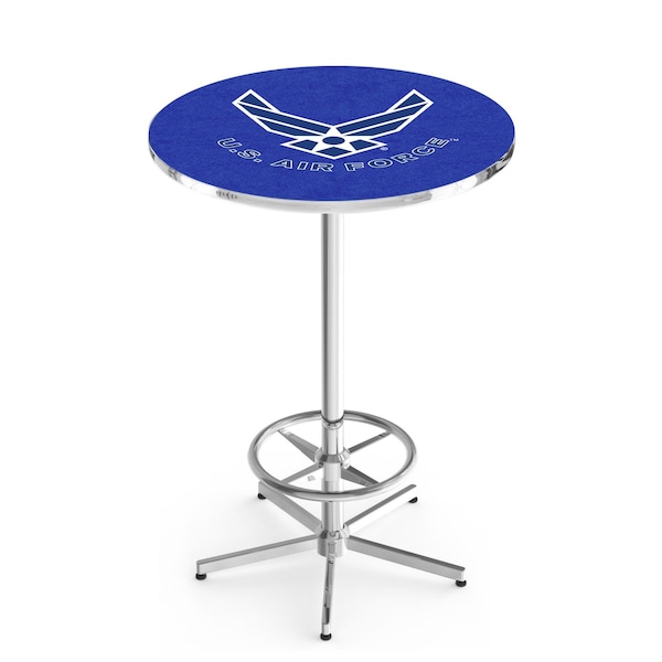 42" Chrome U.S. Air Force Pub Table, 36" dia. Top