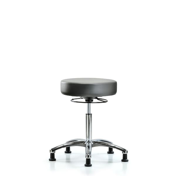 Vinyl Stool, Chrome, Med Bench, Glides, Sterling