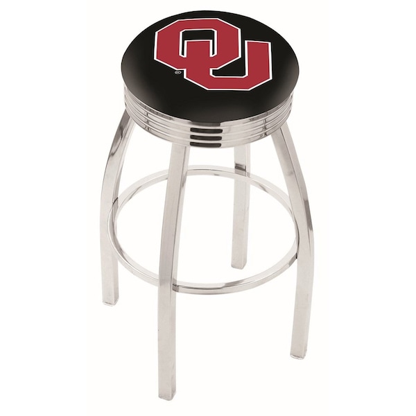 25" Chrome Oklahoma Swivel Bar Stool, Accent Ring
