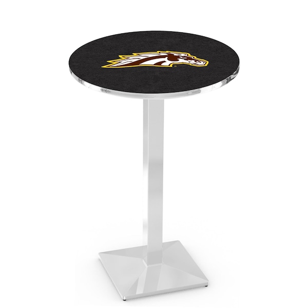 42" Chrome Western Michigan Pub Table, 36" dia. Top