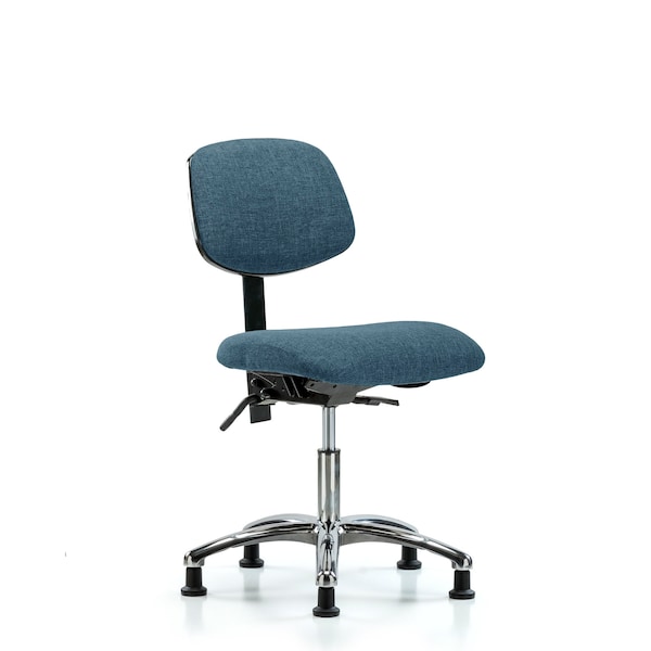 Desk Chair Desk Chair, Fabric, Chrome Glides, Blu, No Arms, 19" to 24" Height, Fabric, Blue