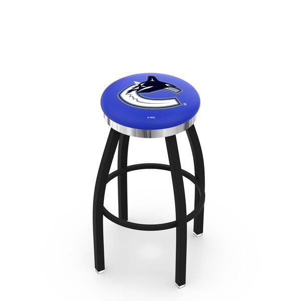 25" Blk Wrinkle Vancouver Canucks Swivel Bar Stool, Chrome Ring