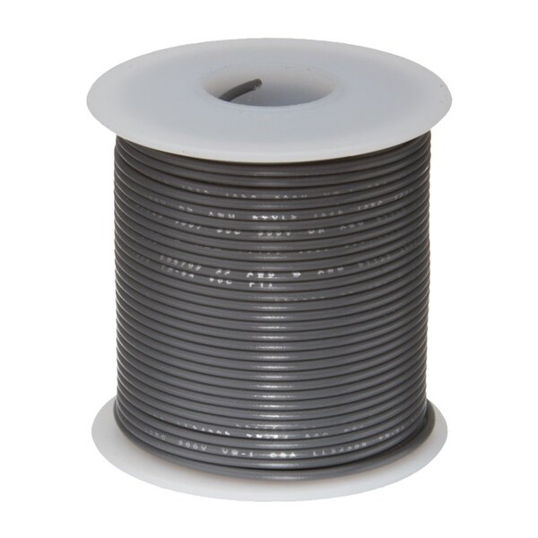 16 AWG Gauge UL1061 Stranded Hook Up Wire, 300V, 0080 Diameter, Gray, 25 ft Length