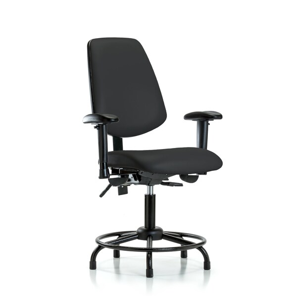 Desk Chair Adjustable Arms, 18" to 23" Height, Vinyl, Black