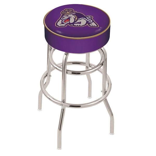 25" James Madison Cushion Seat, 2-Ring Chrome Swivel Bar Stool