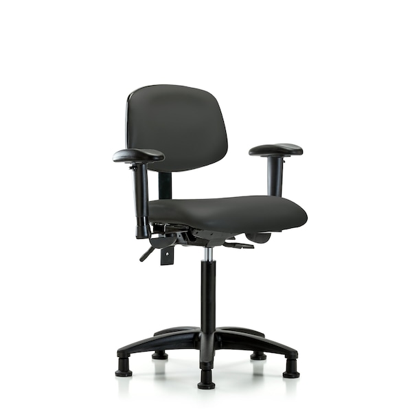 Chair, Vinyl, Med Bench, AA Glides, Gry, 6-Way Adjustable, 22" to 29" Height, Charcoal