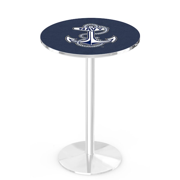42" Chrome US Naval Academy NAVY Pub Table, 36" dia. Top