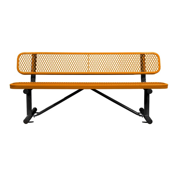 Bench/Back, Surface Mount, 6ft., Orange